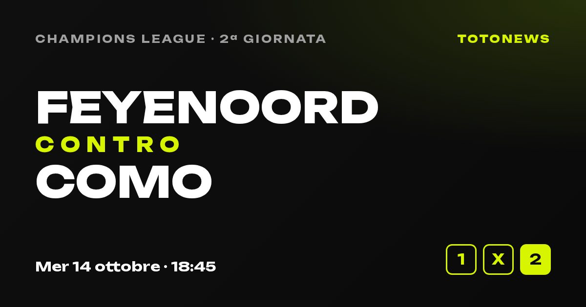 Feyenoord-Como, Champions League, 2ª giornata